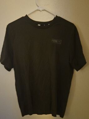 Puma Olivine Green Short-Sleeve Crew Tee with Subtle Logo